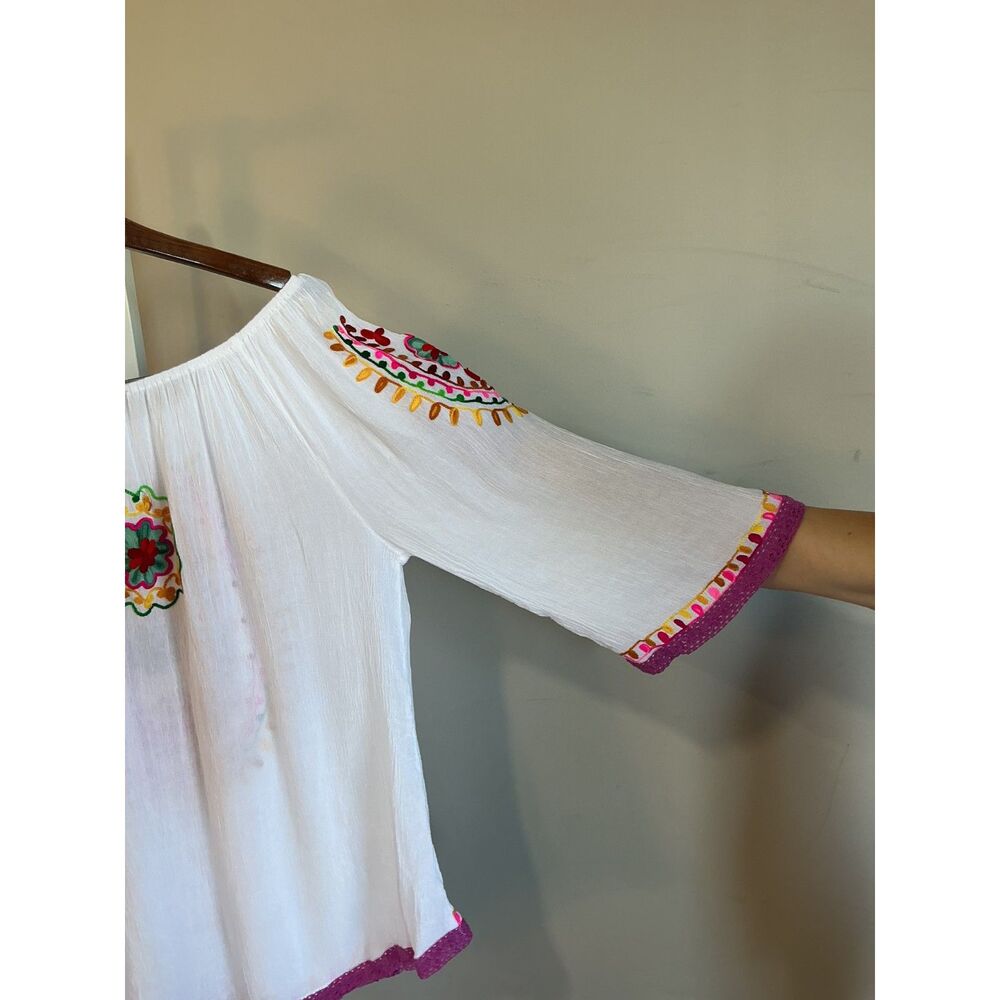 CUTE OPTION Embroided, Boho, Cottage Core Blouse XL - Picture 4 of 6